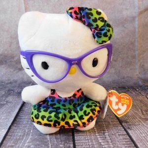 TY Beanie Baby HELLO KITTY (RAINBOW Fashionista Purple Glasses) (5.5 inch)